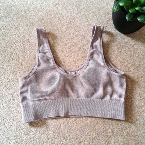 Aerie Ribbed Bra Women's Size Small Oatmeal Beige Colour Neutral EUC - Picture 9 of 10